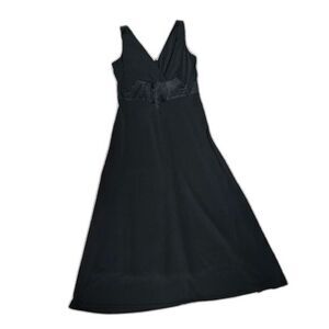 Black Goth Gown Morticia Addams Bat Dress Nine West Vtg LBD Vintage Size 6